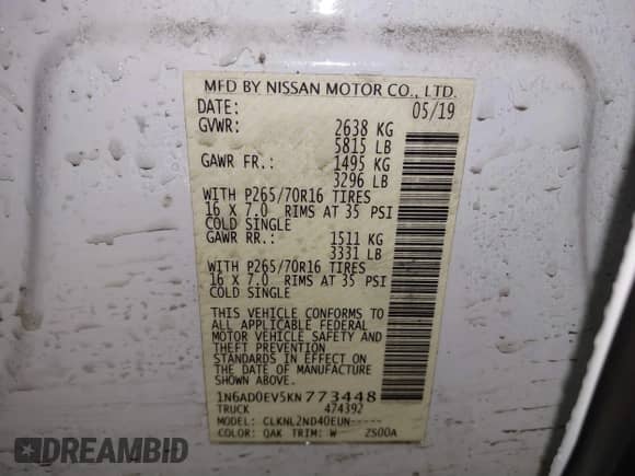 2019 Nissan Frontier SV z VIN 1N6AD0EV5KN773448, wystawiony jako IAAI lot #41611922 z przebiegiem 77 010 mil mil oraz . Historia ofert i sprzedaży dostępna na DreamBid. Obrazek 9.