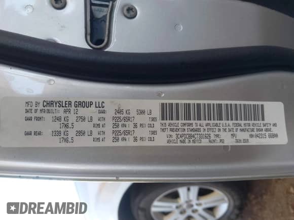 2012 Dodge Journey SXT z VIN 3C4PDCBB4CT331626, wystawiony jako IAAI lot #42575620 z przebiegiem 114 127 mil mil oraz . Historia ofert i sprzedaży dostępna na DreamBid. Obrazek 9.