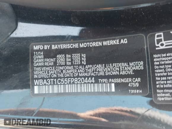 2015 BMW 4 Series 428i xDrive с VIN WBA3T1C55FP820444, выставлен на аукционе IAAI как лот 42183187 с пробегом 102 672 миль миль и . История ставок и продаж доступна на DreamBid. Изображение 9.