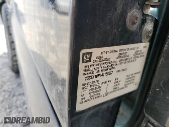 2004 Chevrolet Silverado SS с VIN 2GCEK19N641160222, выставлен на аукционе Copart как лот 53939924 с пробегом Не указан миль и Списание • Salvage title. История ставок и продаж доступна на DreamBid. Изображение 14.
