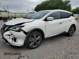 2020 Nissan Murano Platinum z VIN 5N1AZ2DJXLN140102, wystawiony jako Copart lot #54988945 z przebiegiem 64 382 mil mil oraz Szkoda całkowita • Salvage title. Historia ofert i sprzedaży dostępna na DreamBid. Obrazek 1.