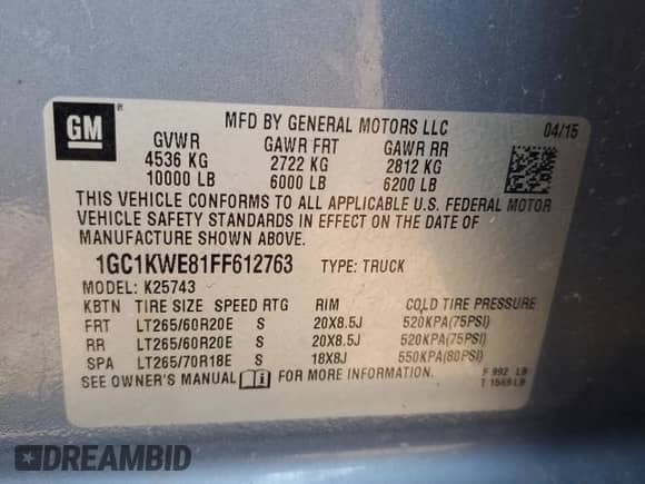 2015 Chevrolet Silverado 2500HD LTZ z VIN 1GC1KWE81FF612763, wystawiony jako Copart lot #80450335 z przebiegiem 230 248 mil mil oraz Szkoda całkowita • Salvage title. Historia ofert i sprzedaży dostępna na DreamBid. Obrazek 12.