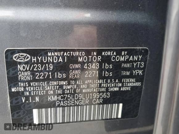 2020 Hyundai Ioniq SEL с VIN KMHC75LD9LU199563, выставлен на аукционе Copart как лот 51472845 с пробегом 17 905 миль миль и Списание • Salvage title. История ставок и продаж доступна на DreamBid. Изображение 13.