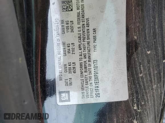 2015 Chevrolet Camaro LS с VIN 2G1FA1E3XF9110173, выставлен на аукционе Copart как лот 71849765 с пробегом 107 029 миль миль и Списание • Salvage title. История ставок и продаж доступна на DreamBid. Изображение 12.