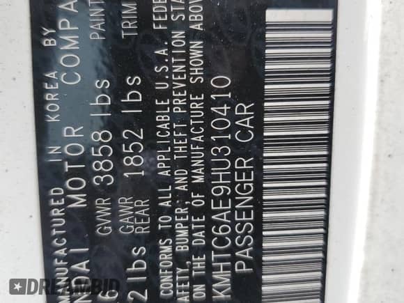 2017 Hyundai Veloster Turbo с VIN KMHTC6AE9HU310410, выставлен на аукционе Copart как лот 70563525 с пробегом 75 826 миль миль и Списание • Salvage title. История ставок и продаж доступна на DreamBid. Изображение 13.