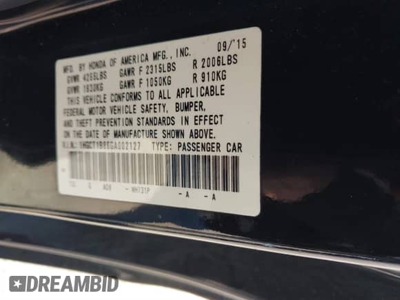 2016 Honda Accord EX-L with VIN 1HGCT1B86GA002127, listed as a IAAI auction lot 41335813 with 134,432 mi miles and . Bid and sale history available at DreamBid. Image 9.