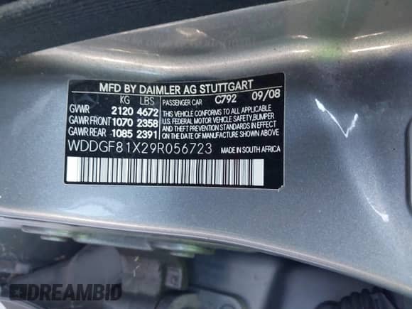 2009 Mercedes-Benz C 300 Sport z VIN WDDGF81X29R056723, wystawiony jako IAAI lot #43491079 z przebiegiem 130 072 mil mil oraz . Historia ofert i sprzedaży dostępna na DreamBid. Obrazek 9.