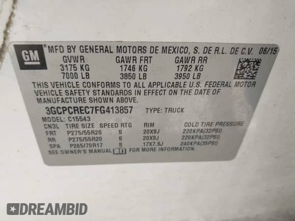 2015 Chevrolet Silverado 1500 LT с VIN 3GCPCREC7FG413857, выставлен на аукционе IAAI как лот 43299887 с пробегом 237 908 миль миль и . История ставок и продаж доступна на DreamBid. Изображение 9.