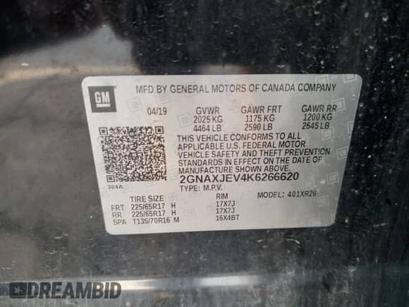 2019 Chevrolet Equinox LT with VIN 2GNAXJEV4K6266620, listed as a Copart auction lot 71132135 with 77,682 mi miles and Clean title. Bid and sale history available at DreamBid. Image 14.
