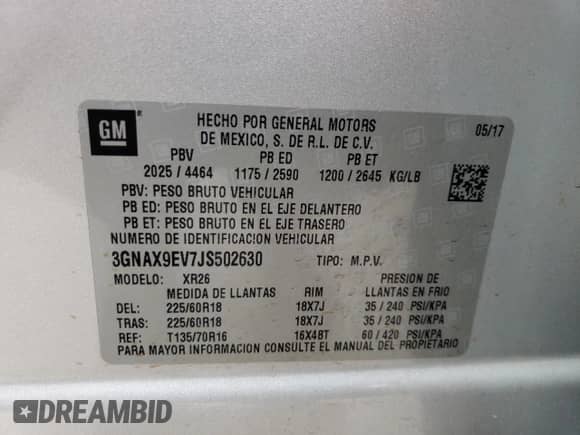 2018 Chevrolet Equinox with VIN 3GNAX9EV7JS502630, listed as a Copart auction lot 81277474 with 64,293 mi miles and Non repairable. Bid and sale history available at DreamBid. Image 14.