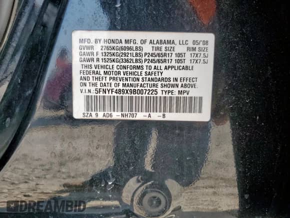 2009 Honda Pilot Touring with VIN 5FNYF489X9B007225, listed as a Copart auction lot 80406965 with 164,453 mi miles and Clean title. Bid and sale history available at DreamBid. Image 13.