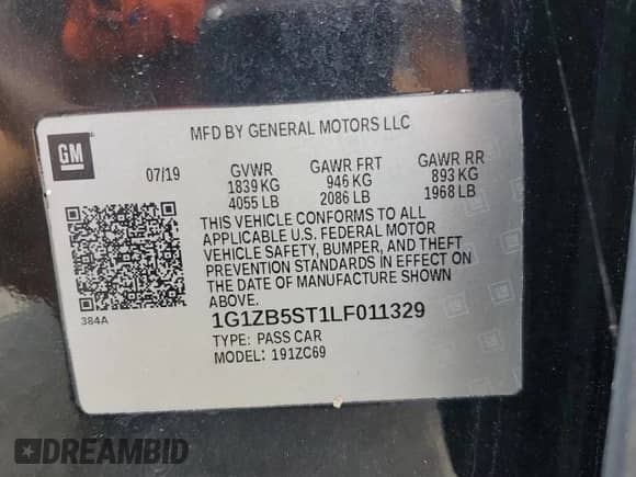 2020 Chevrolet Malibu LS with VIN 1G1ZB5ST1LF011329, listed as a Copart auction lot 50967115 with 79,480 mi miles and Salvage title. Bid and sale history available at DreamBid. Image 12.