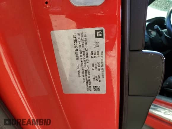 2014 Chevrolet Corvette 2LT z VIN 1G1YD2D72E5108116, wystawiony jako Copart lot #70379355 z przebiegiem 81 453 mil mil oraz Szkoda całkowita • Salvage title. Historia ofert i sprzedaży dostępna na DreamBid. Obrazek 12.