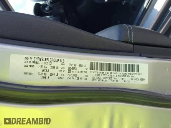 2013 Dodge Durango Citadel with VIN 1C4RDHEG0DC571833, listed as a IAAI auction lot 42736033 with 110,808 mi miles and . Bid and sale history available at DreamBid. Image 9.