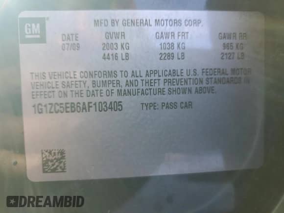 2010 Chevrolet Malibu 1LT с VIN 1G1ZC5EB6AF103405, выставлен на аукционе Copart как лот 86847845 с пробегом 147 777 миль миль и Списание • Salvage title. История ставок и продаж доступна на DreamBid. Изображение 12.