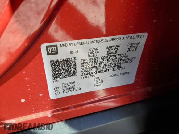 2026 Chevrolet Equinox FWD LT z VIN 3GNAXHEG6TL158751, wystawiony jako Copart lot #86252795 z przebiegiem 2 486 mil mil oraz Szkoda całkowita • Salvage title. Historia ofert i sprzedaży dostępna na DreamBid. Obrazek 13.