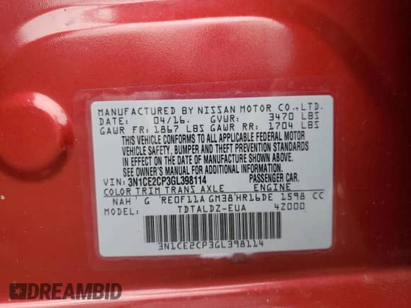 2016 Nissan Note S с VIN 3N1CE2CP3GL398114, выставлен на аукционе Copart как лот 90857445 с пробегом 101 026 миль миль и Чистый • Clean title. История ставок и продаж доступна на DreamBid. Изображение 12.