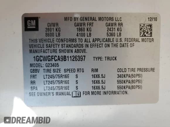 2011 Chevrolet Express Cargo с VIN 1GCWGFCA9B1126397, выставлен на аукционе Copart как лот 59112785 с пробегом 194 212 миль миль и Списание • Salvage title. История ставок и продаж доступна на DreamBid. Изображение 12.