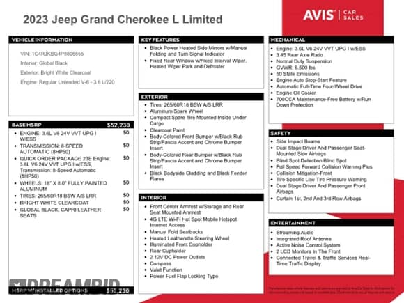 2023 Jeep Grand Cherokee Limited with VIN 1C4RJKBG4P8806655, listed as a Copart auction lot 81101035 with 52,834 mi miles and Salvage title. Bid and sale history available at DreamBid. Image 13.