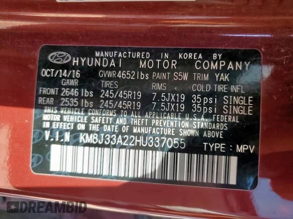 2017 Hyundai Tucson Eco с VIN KM8J33A22HU337055, выставлен на аукционе Copart как лот 82176655 с пробегом 148 854 миль миль и Чистый • Clean title. История ставок и продаж доступна на DreamBid. Изображение 14.