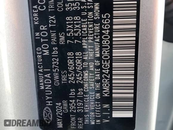 2024 Hyundai Palisade SEL с VIN KM8R24GE0RU804665, выставлен на аукционе Copart как лот 70666975 с пробегом 18 020 миль миль и Списание • Salvage title. История ставок и продаж доступна на DreamBid. Изображение 13.