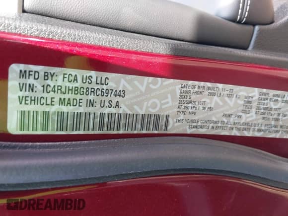 2024 Jeep Grand Cherokee Limited with VIN 1C4RJHBG8RC697443, listed as a IAAI auction lot 42608135 with 3,062 mi miles and . Bid and sale history available at DreamBid. Image 8.