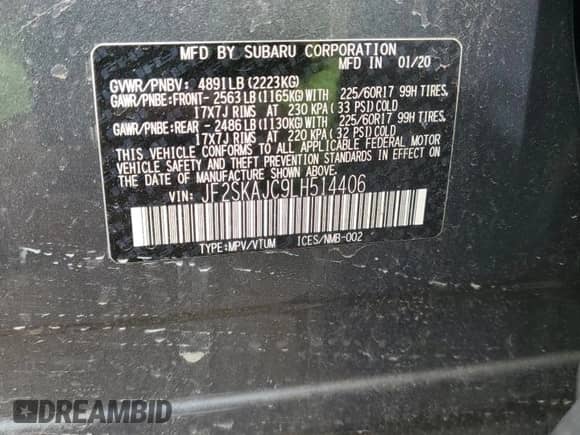 2020 Subaru Forester Premium z VIN JF2SKAJC9LH514406, wystawiony jako Copart lot #70204095 z przebiegiem 48 348 mil mil oraz Szkoda całkowita • Salvage title. Historia ofert i sprzedaży dostępna na DreamBid. Obrazek 12.