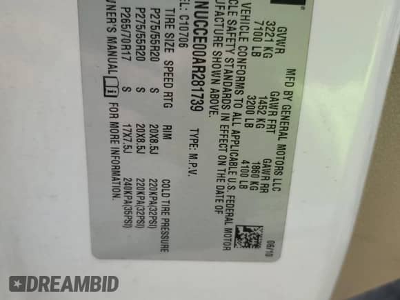 2010 Chevrolet Tahoe LTZ с VIN 1GNUCCE00AR281739, выставлен на аукционе Copart как лот 69141135 с пробегом 252 965 миль миль и Списание • Salvage title. История ставок и продаж доступна на DreamBid. Изображение 14.