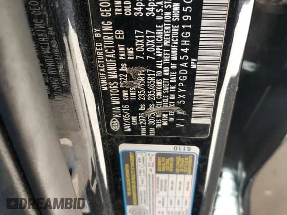 2017 Kia Sorento LX with VIN 5XYPGDA54HG195053, listed as a Copart auction lot 71457405 with 160,875 mi miles and Clean title. Bid and sale history available at DreamBid. Image 13.