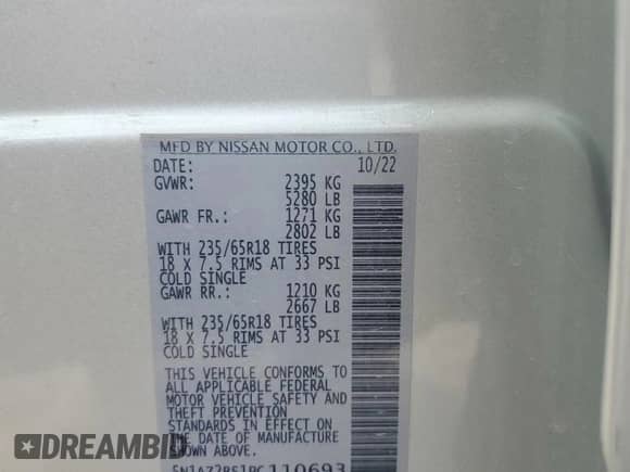 2023 Nissan Murano SV с VIN 5N1AZ2BS1PC110693, выставлен на аукционе Copart как лот 90286135 с пробегом 33 141 миль миль и Списание • Salvage title. История ставок и продаж доступна на DreamBid. Изображение 13.