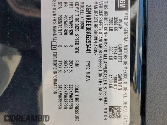 2010 Chevrolet Avalanche LS with VIN 3GNVKEE08AG295441, listed as a Copart auction lot 66998535 with 208,575 mi miles and Clean title. Bid and sale history available at DreamBid. Image 12.