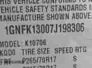 2007 Chevrolet Tahoe LT с VIN 1GNFK13007J198306, выставлен на аукционе IAAI как лот 42027751 с пробегом 120 645 миль миль и . История ставок и продаж доступна на DreamBid. Изображение 9.