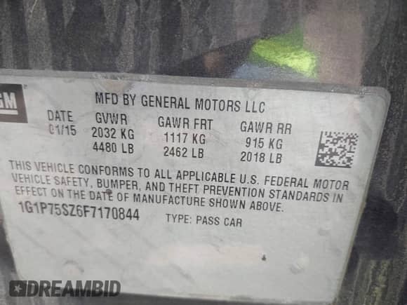 2015 Chevrolet Cruze Diesel z VIN 1G1P75SZ6F7170844, wystawiony jako IAAI lot #42082654 z przebiegiem 99 033 mil mil oraz . Historia ofert i sprzedaży dostępna na DreamBid. Obrazek 9.