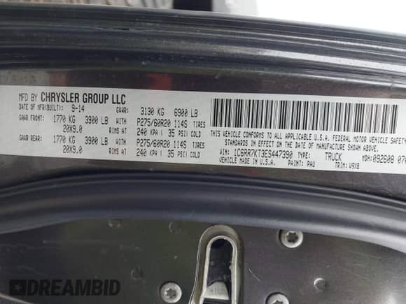 2014 Ram 1500 Express с VIN 1C6RR7KT3ES447390, выставлен на аукционе IAAI как лот 42961905 с пробегом 163 839 миль миль и . История ставок и продаж доступна на DreamBid. Изображение 9.