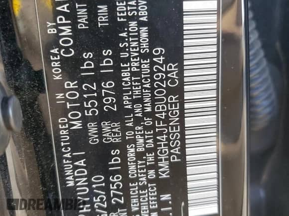 2011 Hyundai Equus Ultimate с VIN KMHGH4JF4BU029249, выставлен на аукционе Copart как лот 82642965 с пробегом 176 152 миль миль и Чистый • Clean title. История ставок и продаж доступна на DreamBid. Изображение 12.