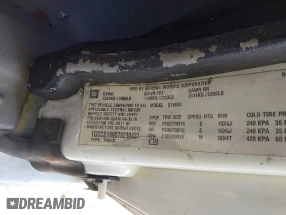 2007 Chevrolet Colorado 1LT z VIN 1GCCS199078230437, wystawiony jako IAAI lot #42528757 z przebiegiem 224 241 mil mil oraz . Historia ofert i sprzedaży dostępna na DreamBid. Obrazek 9.