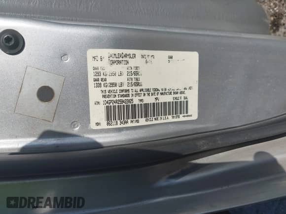 2005 Dodge Caravan SE z VIN 1D4GP24R25B422025, wystawiony jako IAAI lot #43221726 z przebiegiem 165 159 mil mil oraz . Historia ofert i sprzedaży dostępna na DreamBid. Obrazek 9.