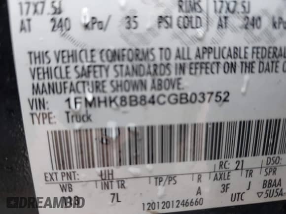 2012 Ford Explorer с VIN 1FMHK8B84CGB03752, выставлен на аукционе IAAI как лот 42048784 с пробегом 118 229 миль миль и . История ставок и продаж доступна на DreamBid. Изображение 9.