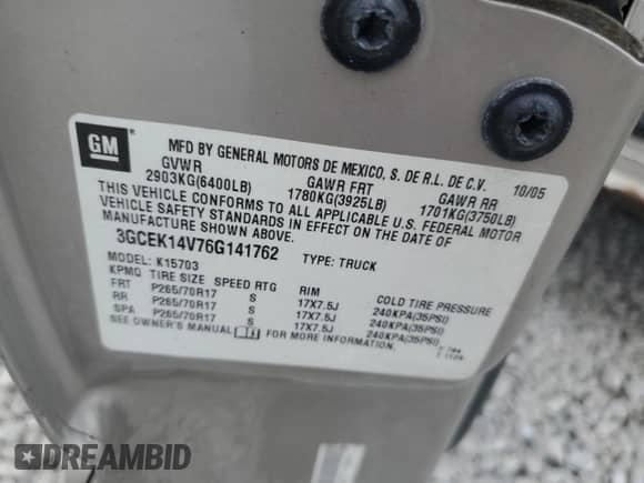 2006 Chevrolet Silverado 1500 Work Truck с VIN 3GCEK14V76G141762, выставлен на аукционе Copart как лот 62571485 с пробегом 129 526 миль миль и Чистый • Clean title. История ставок и продаж доступна на DreamBid. Изображение 12.