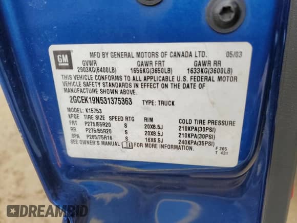 2003 Chevrolet Silverado SS с VIN 2GCEK19N531375363, выставлен на аукционе Copart как лот 47008175 с пробегом 189 330 миль миль и На запчасти • Non repairable. История ставок и продаж доступна на DreamBid. Изображение 12.