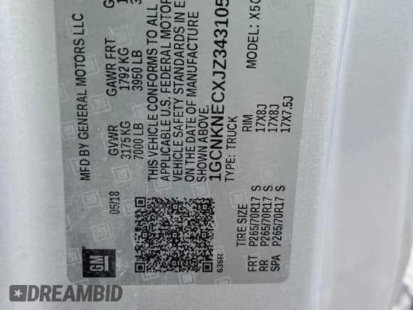 2018 Chevrolet Silverado 1500 LS с VIN 1GCNKNECXJZ343105, выставлен на аукционе Copart как лот 41817255 с пробегом 180 914 миль миль и Списание • Salvage title. История ставок и продаж доступна на DreamBid. Изображение 15.