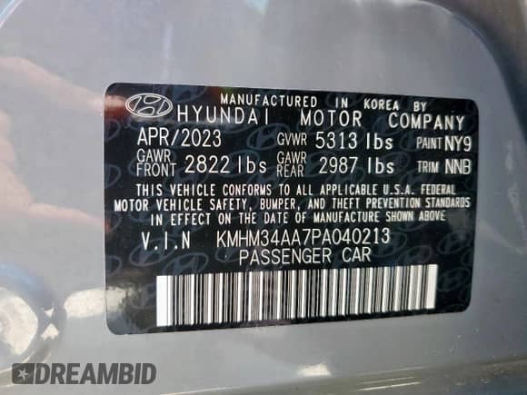 2023 Hyundai Ioniq 6 SEL with VIN KMHM34AA7PA040213, listed as a Copart auction lot 66888715 with 42,333 mi miles and Salvage title. Bid and sale history available at DreamBid. Image 12.