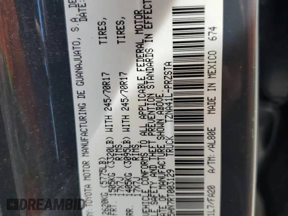 2024 Toyota Tacoma SR with VIN 3TYKD5HN7RT003129, listed as a Copart auction lot 63349125 with 15,244 mi miles and Salvage title. Bid and sale history available at DreamBid. Image 13.