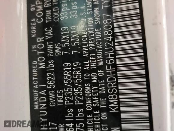 2017 Hyundai Santa Fe SE Ultimate with VIN KM8SRDHF6HU248087, listed as a Copart auction lot 80115775 with 93,268 mi miles and Salvage title. Bid and sale history available at DreamBid. Image 13.