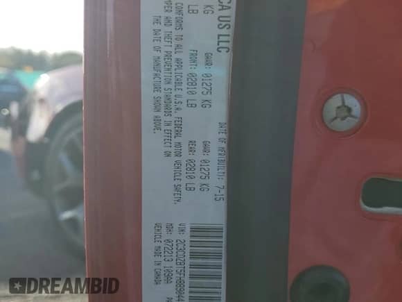 2015 Dodge Challenger R/T Plus with VIN 2C3CDZBT5FH889044, listed as a Copart auction lot 82083885 with 132,236 mi miles and Salvage title. Bid and sale history available at DreamBid. Image 12.