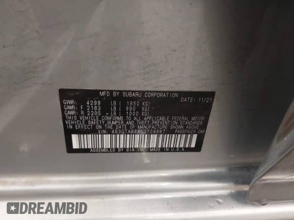 2022 Subaru Impreza с VIN 4S3GTAB64N3709887, выставлен на аукционе IAAI как лот 42271447 с пробегом 40 053 миль миль и . История ставок и продаж доступна на DreamBid. Изображение 9.