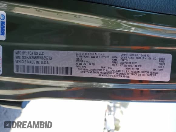 2021 Jeep Wrangler Unlimited Sahara Altitude z VIN 1C4HJXEN5MW865773, wystawiony jako Copart lot #66431724 z przebiegiem 61 101 mil mil oraz Szkoda całkowita • Salvage title. Historia ofert i sprzedaży dostępna na DreamBid. Obrazek 15.