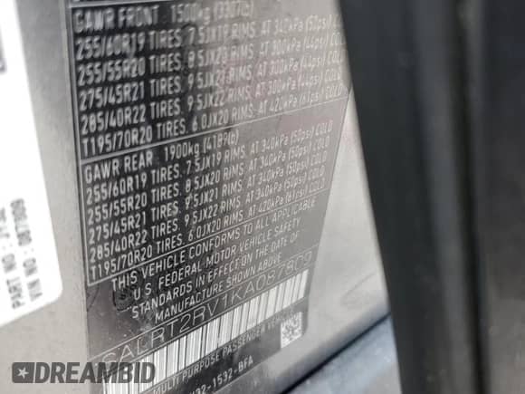 2019 Land Rover Discovery HSE Luxury с VIN SALRT2RV1KA087809, выставлен на аукционе Copart как лот 61531305 с пробегом 54 727 миль миль и Списание • Salvage title. История ставок и продаж доступна на DreamBid. Изображение 13.