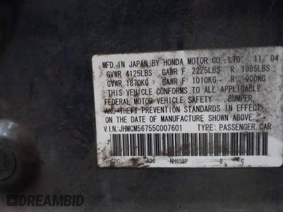 2005 Honda Accord EX с VIN JHMCM56755C007601, выставлен на аукционе IAAI как лот 41209511 с пробегом 238 715 миль миль и . История ставок и продаж доступна на DreamBid. Изображение 9.