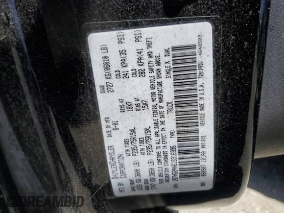 2001 Dodge Dakota Sport с VIN 1B7HG2AN61S316996, выставлен на аукционе Copart как лот 58677535 с пробегом 164 628 миль миль и Чистый • Clean title. История ставок и продаж доступна на DreamBid. Изображение 12.